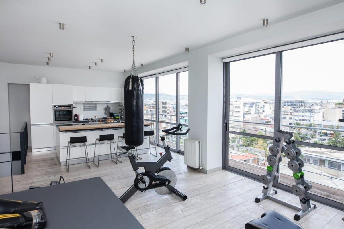 Penthouse With 360 View Of Athens And Private Gym Apartment Ngoại thất bức ảnh